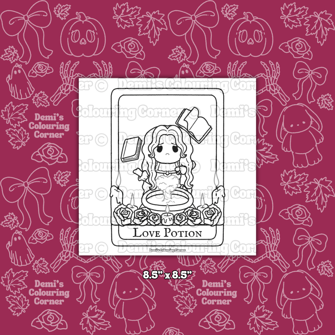 Little Miss Pumpkin Head: Valentine's Tarot Card Special Colouring PDF