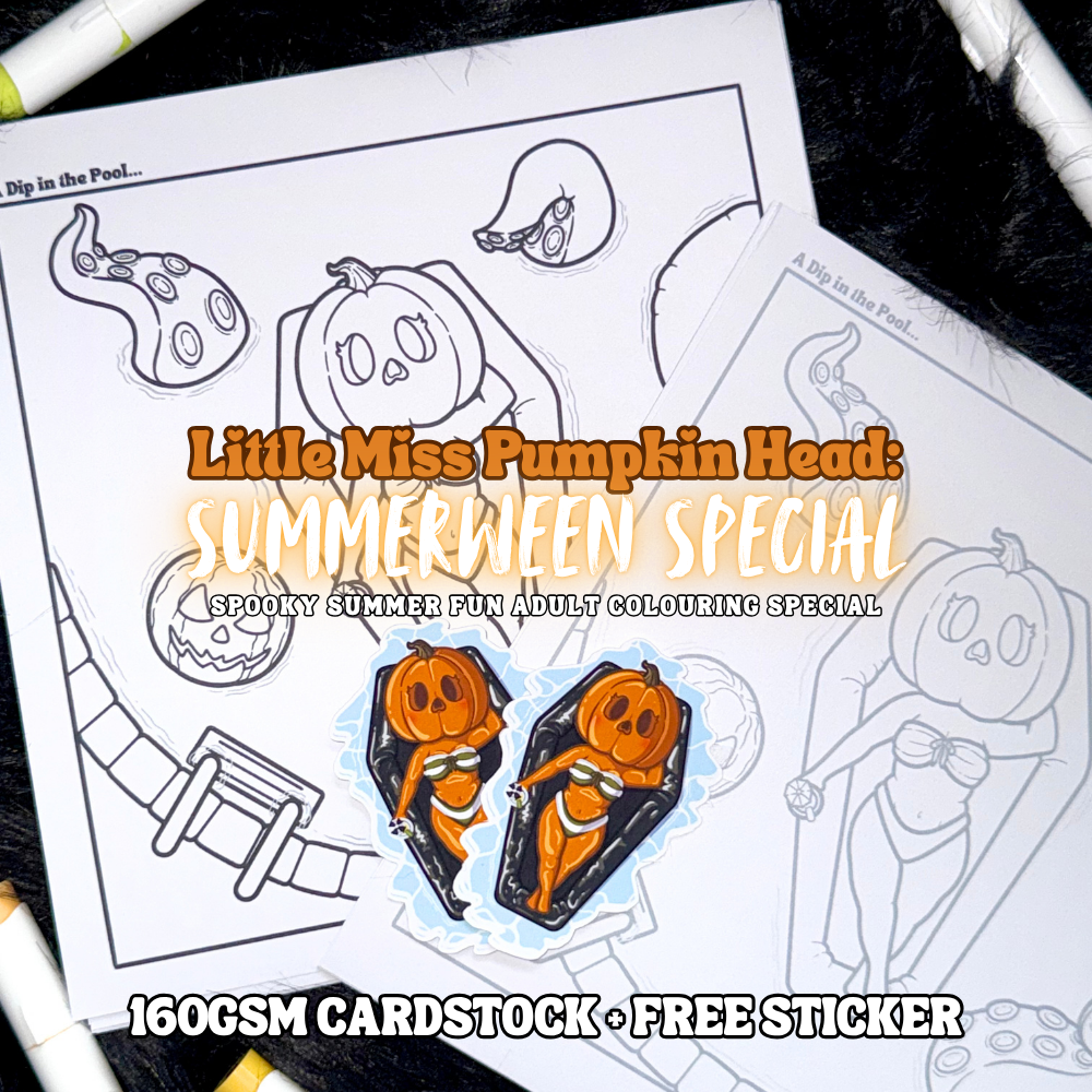 NEW Little Miss Pumpkin Head: Summerween Special Colouring Cardstock Prints
