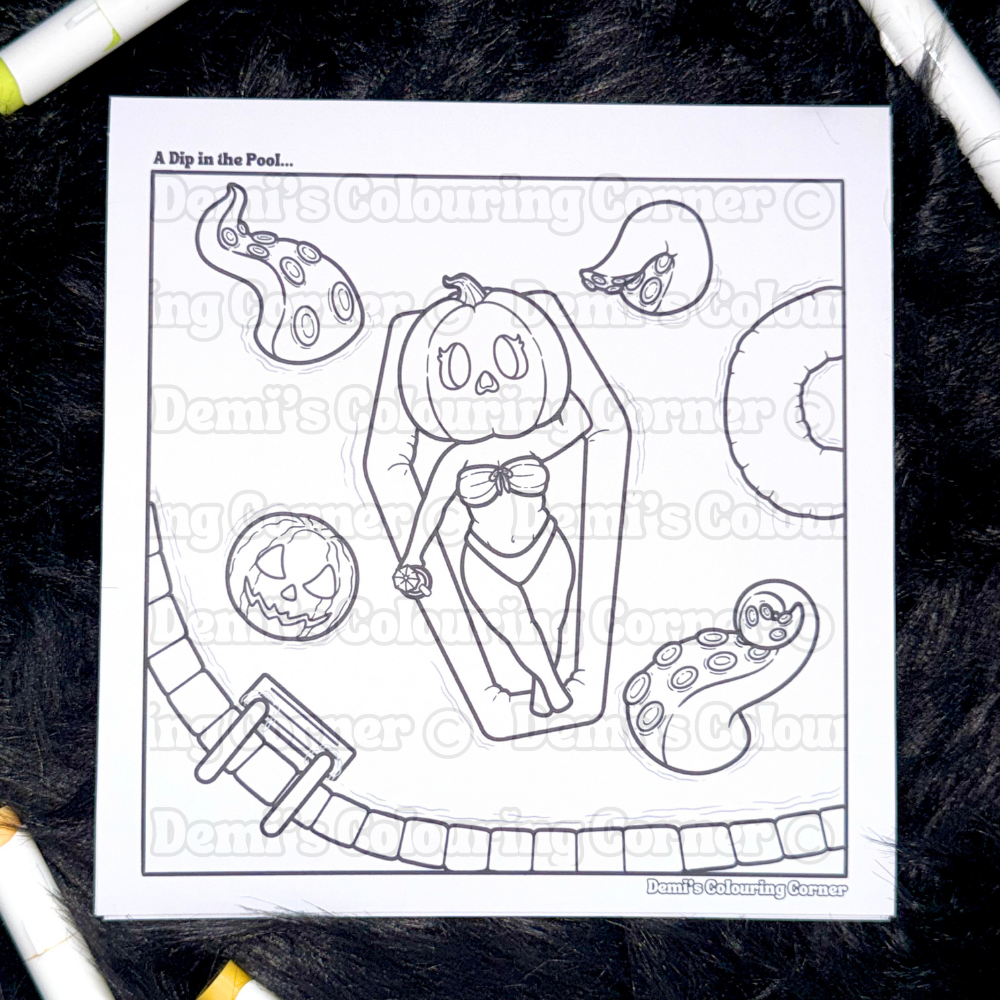 NEW Little Miss Pumpkin Head: Summerween Special Colouring Cardstock Prints