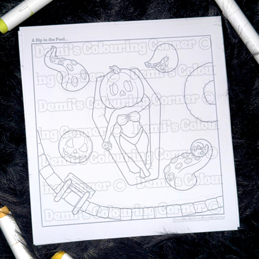 NEW Little Miss Pumpkin Head: Summerween Special Colouring Cardstock Prints