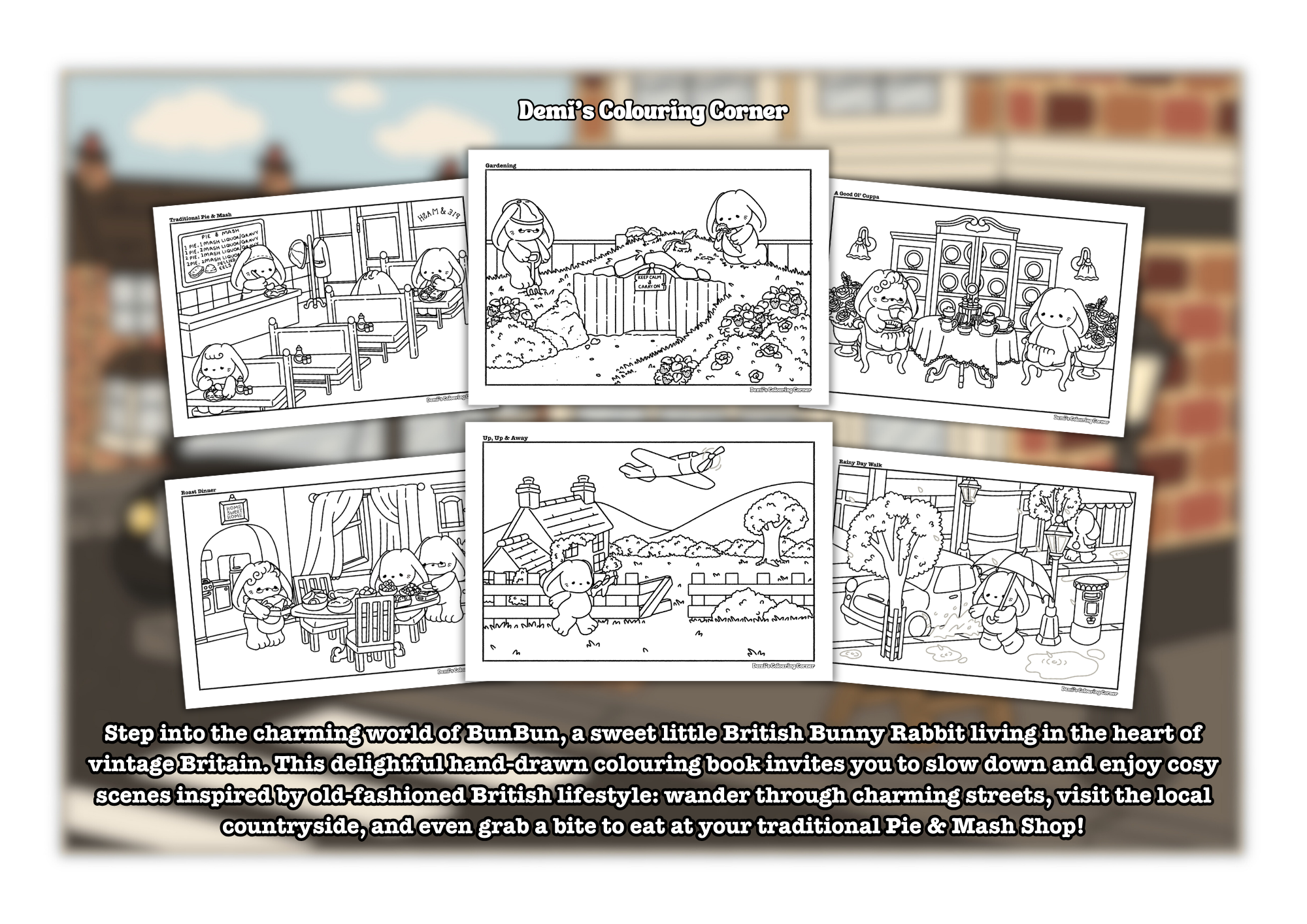 BunBun: Volume 1: Cute and Cosy Vintage Colouring Book (PDF)