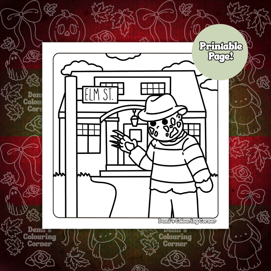 A Nightmare on Elm Street Inspired Colouring PDF