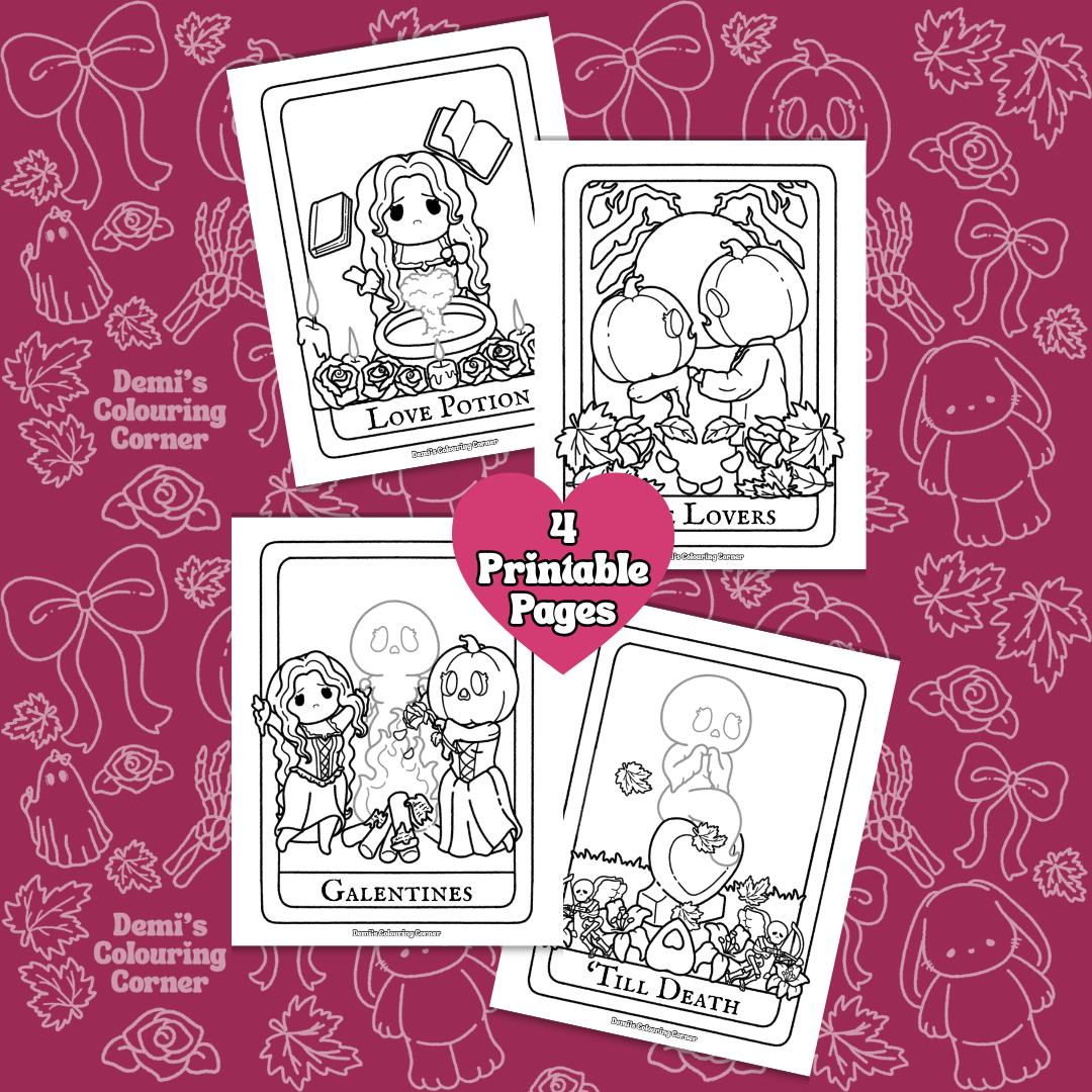 Little Miss Pumpkin Head: Valentine's Tarot Card Special Colouring PDF